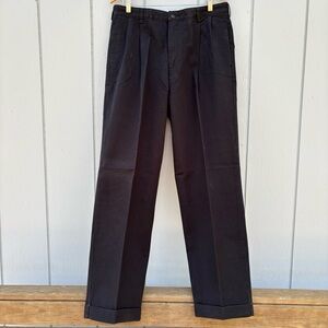 RALPH LAUREN POLO CHINO—Vintage—Men’s 34 x 32—Black—High-Rise—Pleats, Cuffs